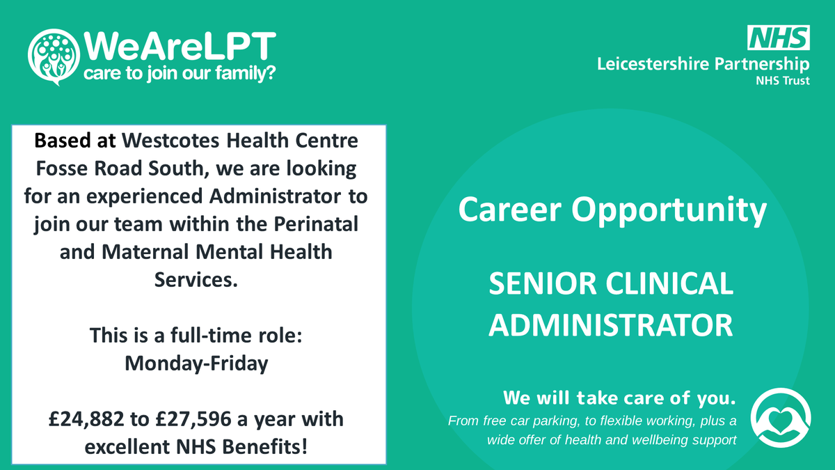 Are you an experienced Administrator looking for a new role?
Fancy working for the NHS?
Then this could be the perfect role for you!

Click on this link to find out more and to apply!
jobs.nhs.uk/candidate/joba…

#NHSJobs #AdministrationJobs