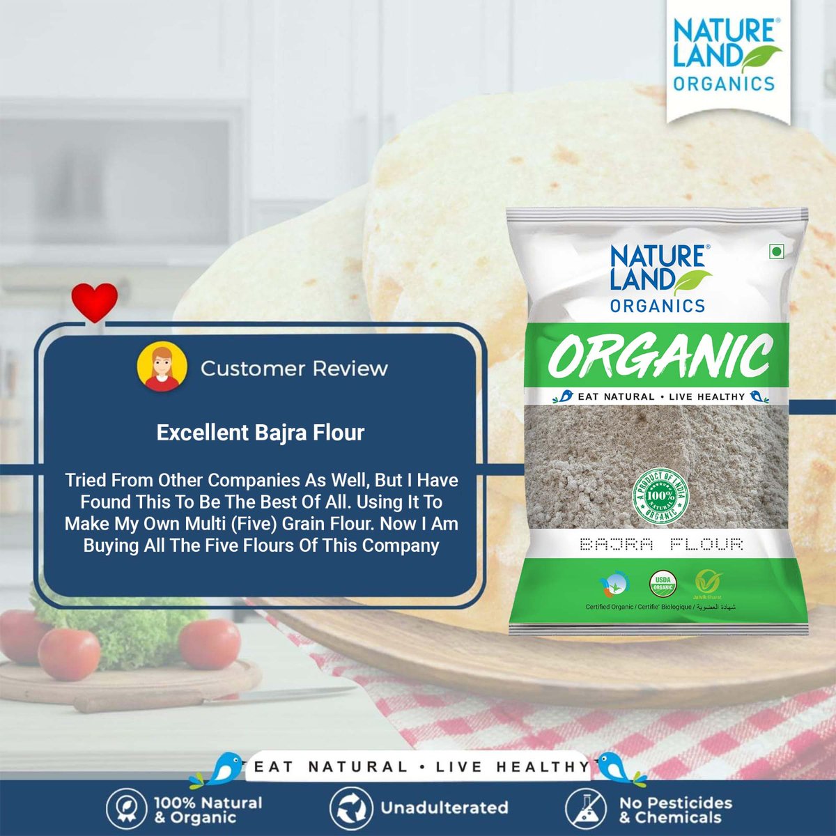 Naturelandorg's tweet photo. Embrace winter's essence this New Year with Organic Bajra Flour. 

To shop visit us at https://t.co/fesuhzQfBD or link in bio. 

#OrganicBajra #WinterImmunity  #NaturelandOrganics https://t.co/V2WjrlI4dT