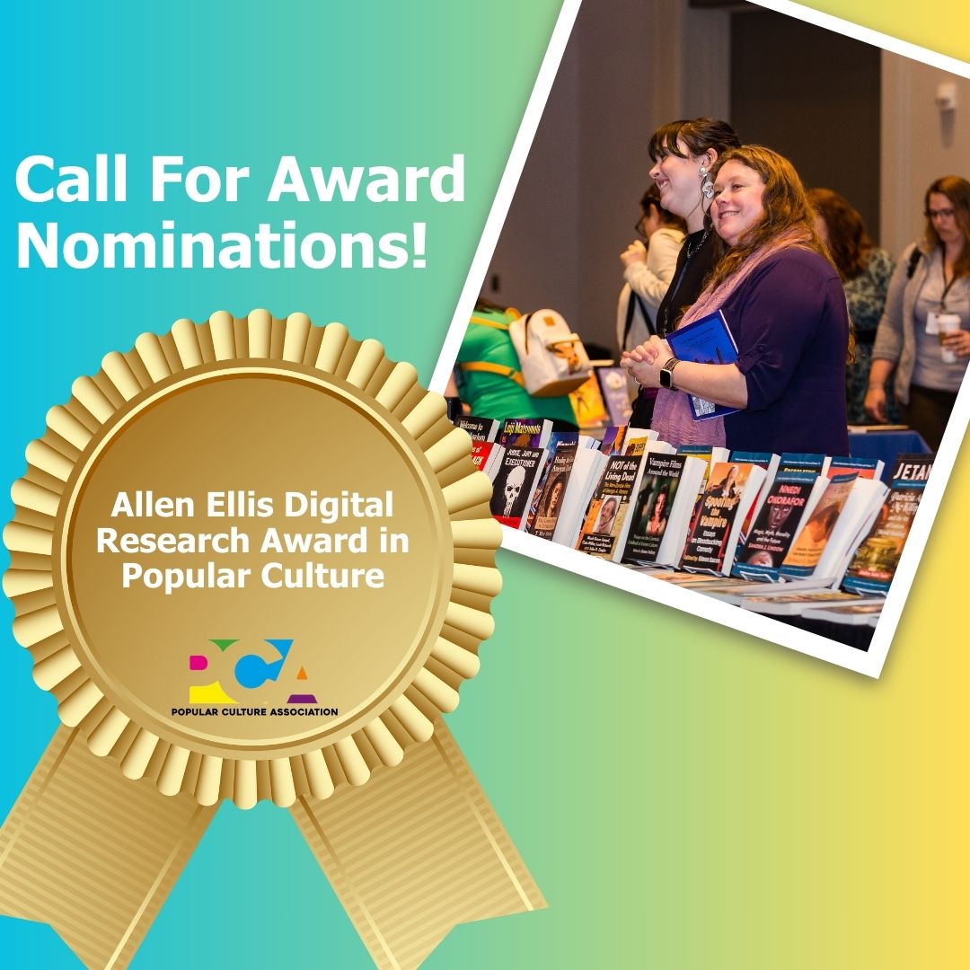 pcaaca's tweet image. Call for Nominations for the Allen Ellis Digital Research Award in Popular Culture. 📚 Review submission guidelines at pcaaca.org/awards before submitting! #pcaaca #pcanationalconference