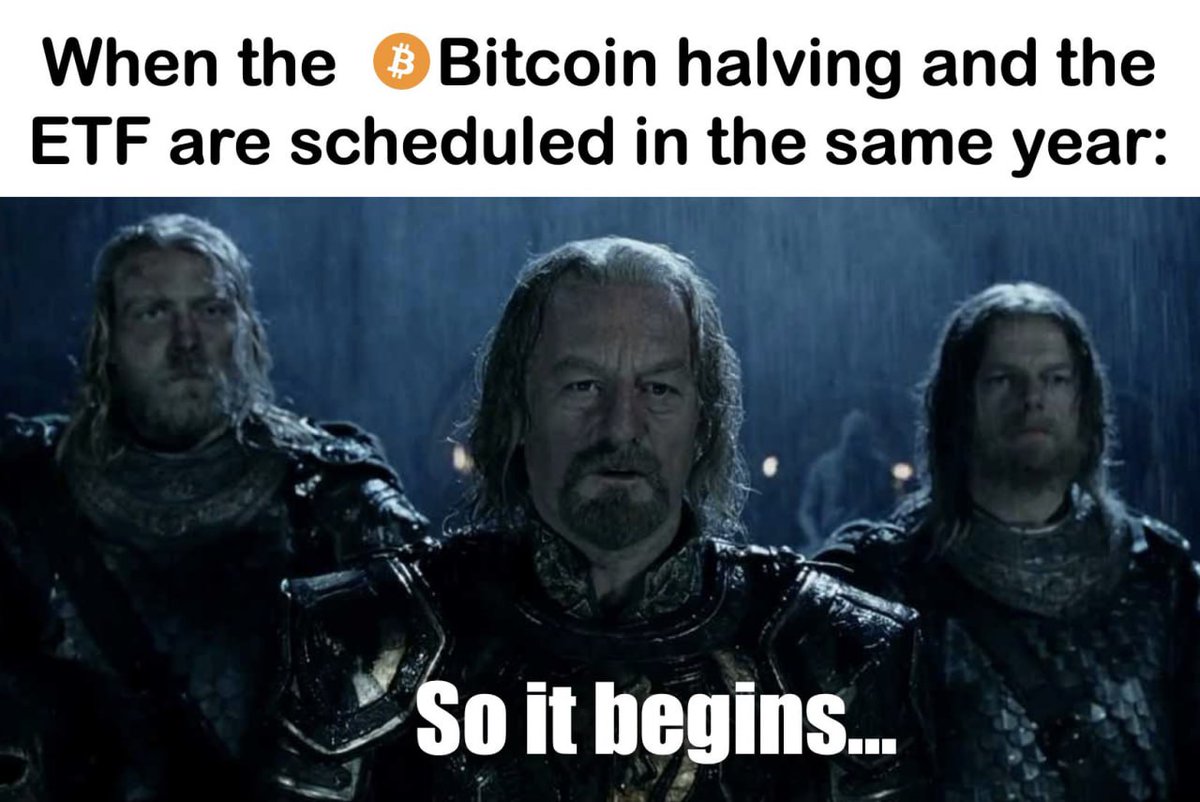 #Year2024 : #BitcoinHalving Vs #BitcoinETF 😉 

#Cryptomeme #Cryptofun #Bitcoin #Memes #Cryptotrading #Cryptomarket