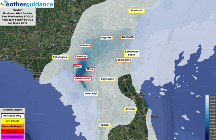 StormIntel's tweet photo. One significant event of 2023 occurred on 8/30 as category 3 Major Hurricane Idalia made landfall on the coastal bend of FL with significant winds up to 90mph &amp; major flash/coastal flooding across parts of NW FL &amp; the Carolinas 
#Insuretech #claims #riskmanagement #EventResponse https://t.co/BqspFdwPCC