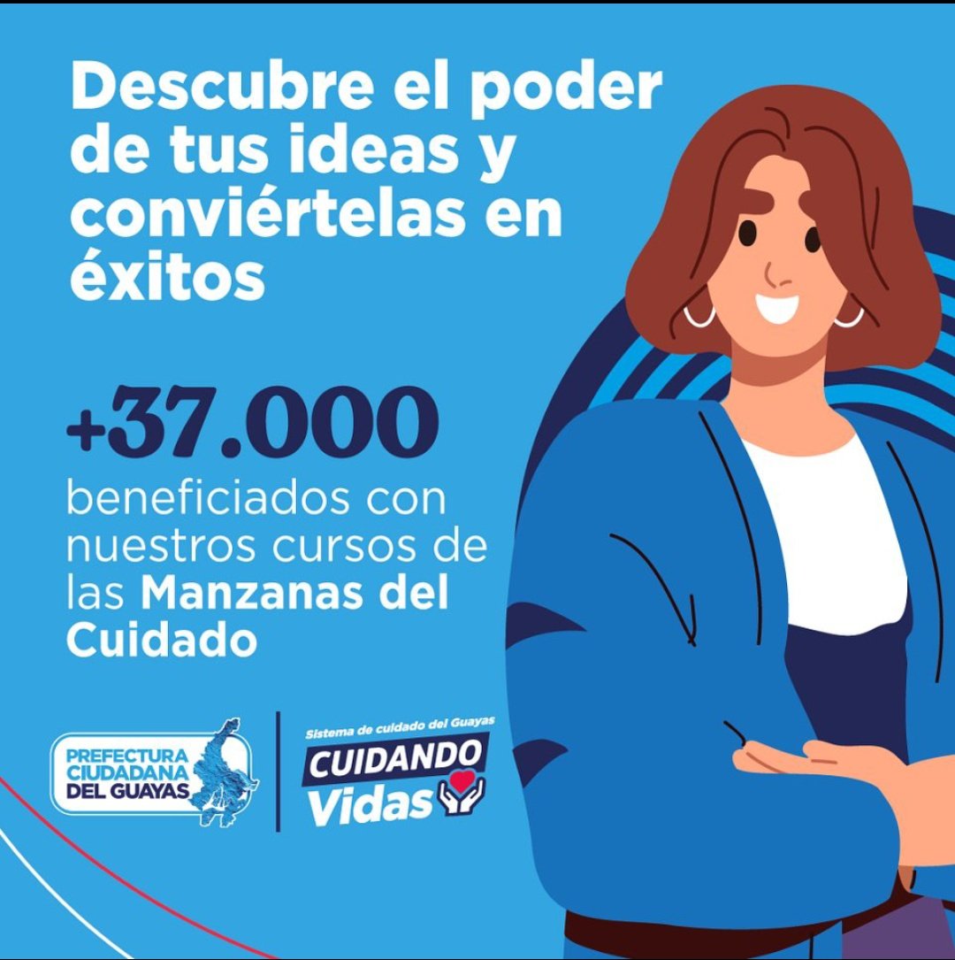 Ya son más de 37.000 guayasenses bendecidos con los cursos dictados en nuestras #ManzanasDeCuidados. 
Con <a href="/marcelaguinaga/">Marcela Aguiñaga</a>
#GuayasSeMueve al progreso