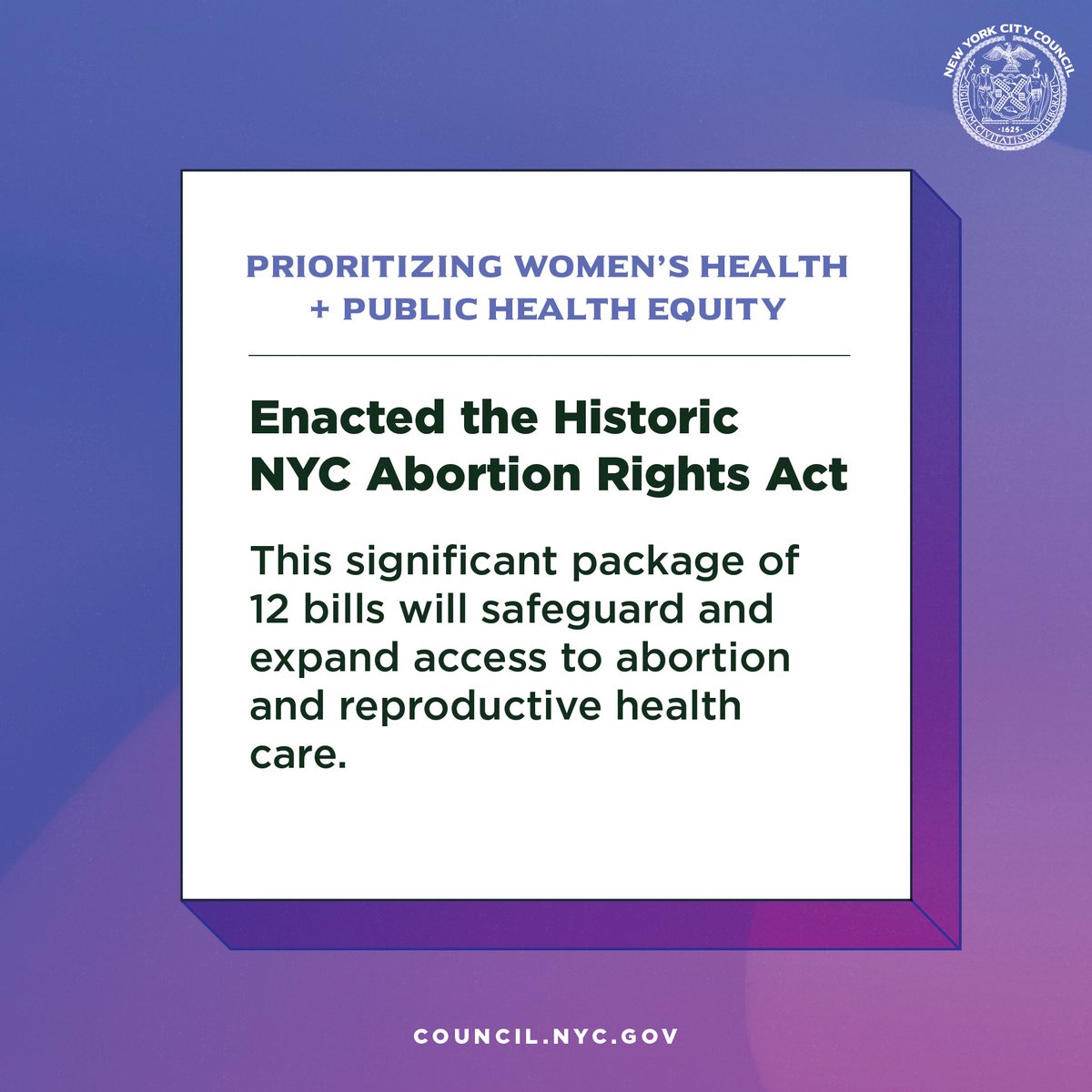 To protect reproductive healthcare and safeguard access to abortion for New Yorkers following SCOTUS’ decision to overturn Roe v. Wade, the Council acted swiftly to pass the ‘NYC Abortion Rights Act’. Read More: council.nyc.gov/press/2022/08/…