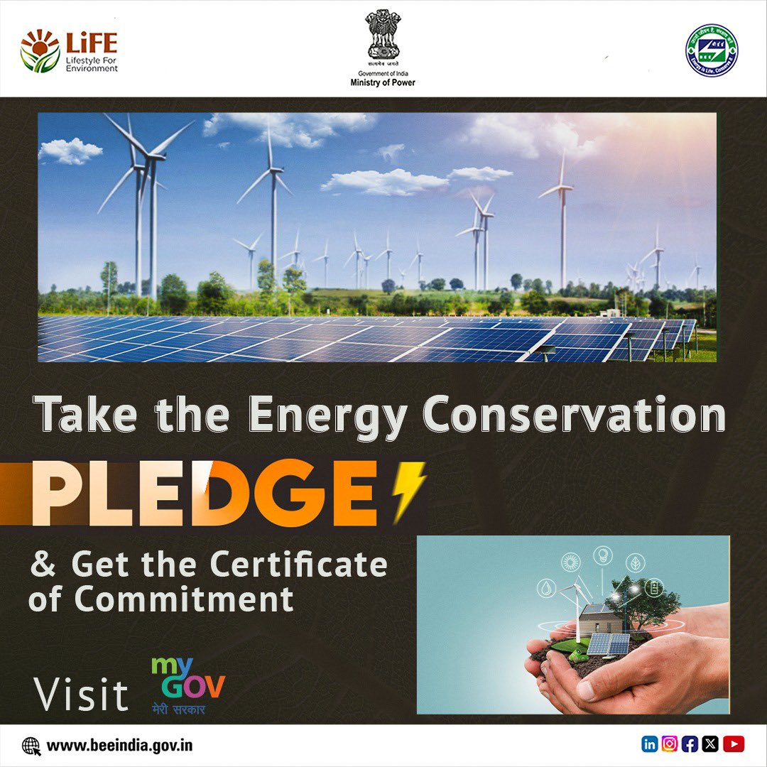 sjain218's tweet photo. Join the movement for a greener future!
Take the #pledge for #energyconservation today and receive a Certificate of Commitment.
Visit - https://t.co/K1NwtBDoyN…
#EnergyTransition #SustainableLiving #EnergyPledge #MyGov https://t.co/aBItzih9Ul
