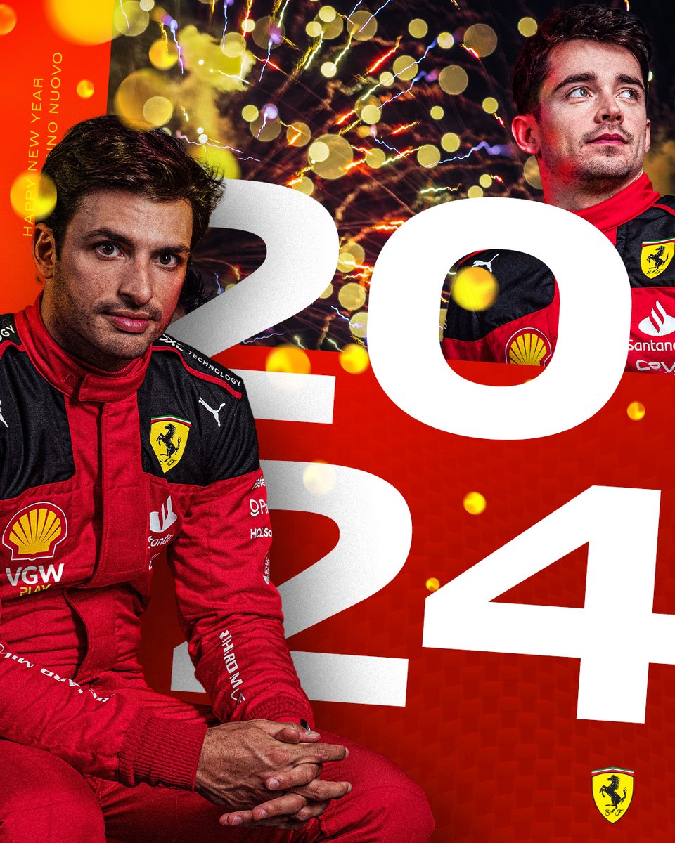 ScuderiaFerrari's tweet photo. Felice Anno Nuovo to all our #Tifosi 🥳

Ready for a big year 💪 https://t.co/2A5FRYiqgs