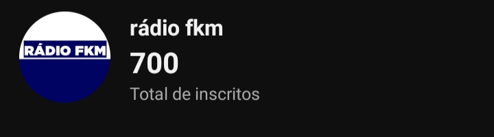 FkmRadio's tweet photo. Chegamos a 700 inscritos, dessa vez foi rápido 🥲😀 https://t.co/y6XZqh17f2