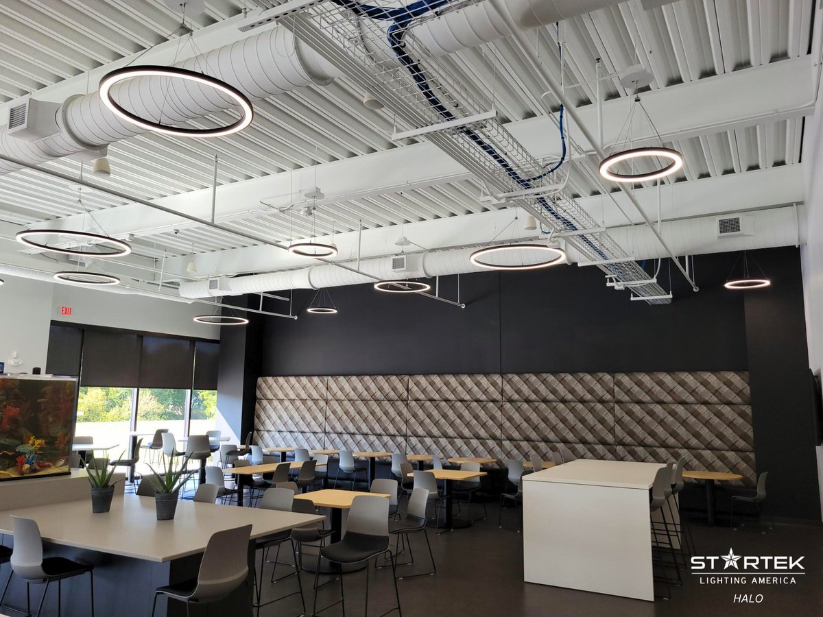 A break from work deserves to happen in a space surrounded by calming fixtures. Our Halo light does just that. Visit our website for spec info.  #HaloLight #CommercialDesign #InteriorInspiration