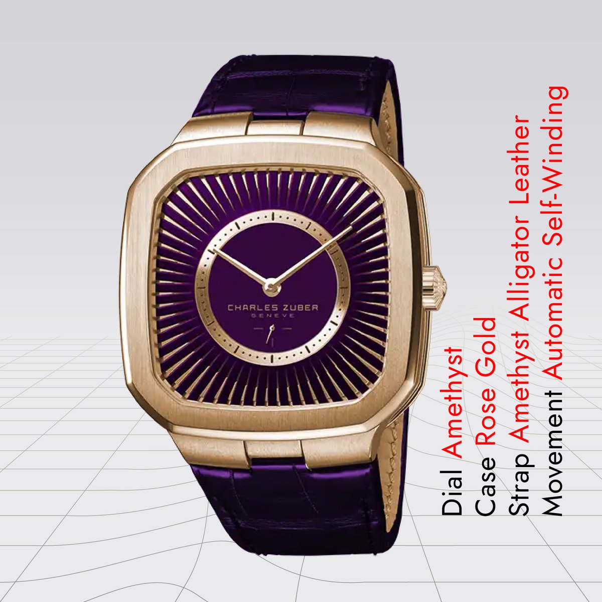 CZuberOfficial's tweet photo. Embrace the festive spirit with Perfos 39mm Rose Gold on Amethyst Alligator Leather - a vibrant timepiece with an 18k rose gold case, captivating purple dial, and matching alligator leather strap. Available in UAE, Switzerland, France, and Canada – https://t.co/e7MfpkEqsG https://t.co/1Za3zQzGNI