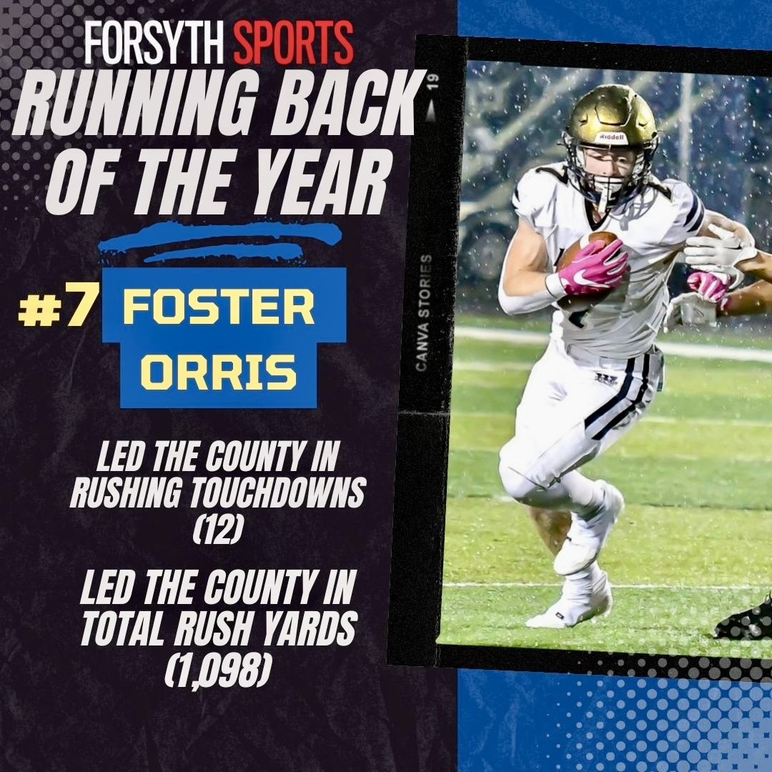 West Forsyth's Foster Orris — 2023 Forsyth County News Running Back of the Year.