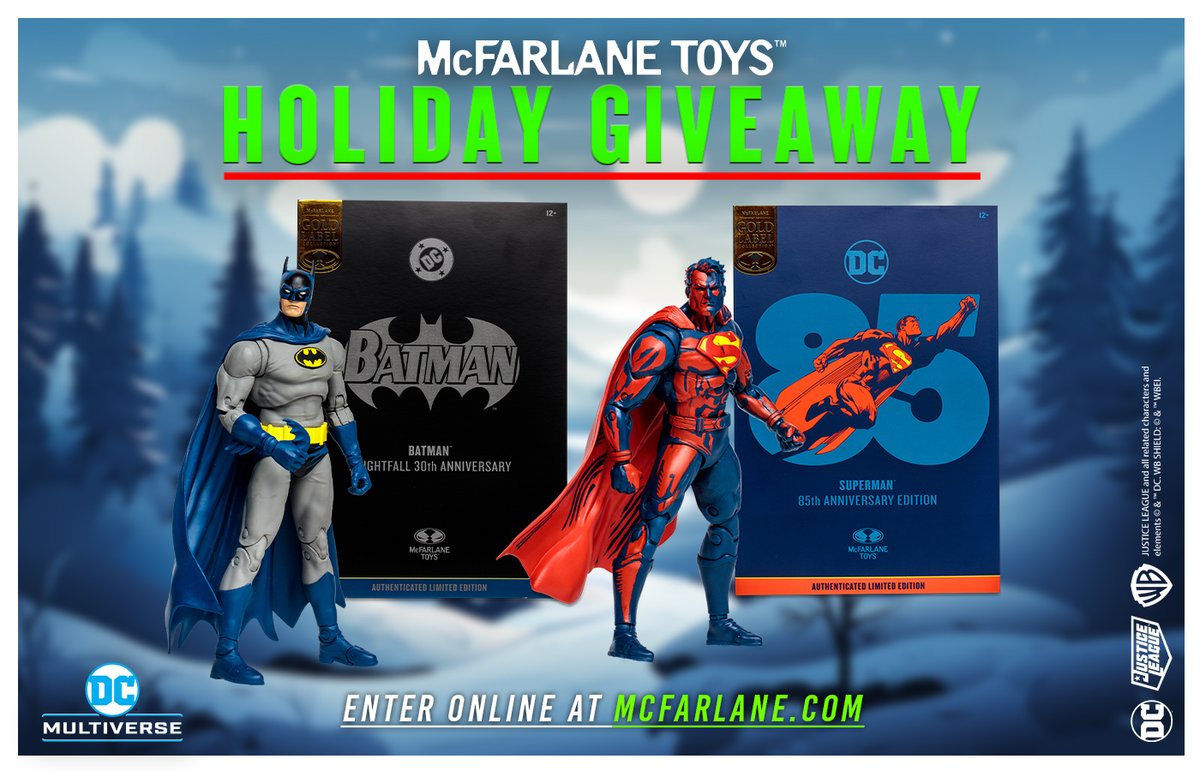 Enter for your chance to win 1 of 4 #DCMultiverse prize packs! Click HERE to enter + full contest details ➡️ bit.ly/DCMultiverseHo… ⁠ Must be 18+ and a legal resident of the United States or Canada to enter.⁠ ⁠ #McFarlaneToys #Batman #Superman #Contest #Giveaway