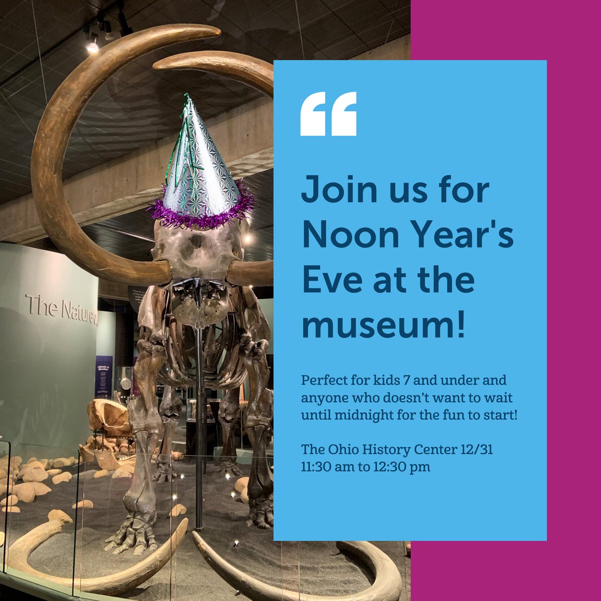 Ring in the New Year (a bit early) at the Ohio History Center! Learn more here: ohiohistory.org/events/noon-ye… #OhioHistory #NoonYearsEve #2024 #ConwayHasSeenMANYNewYears