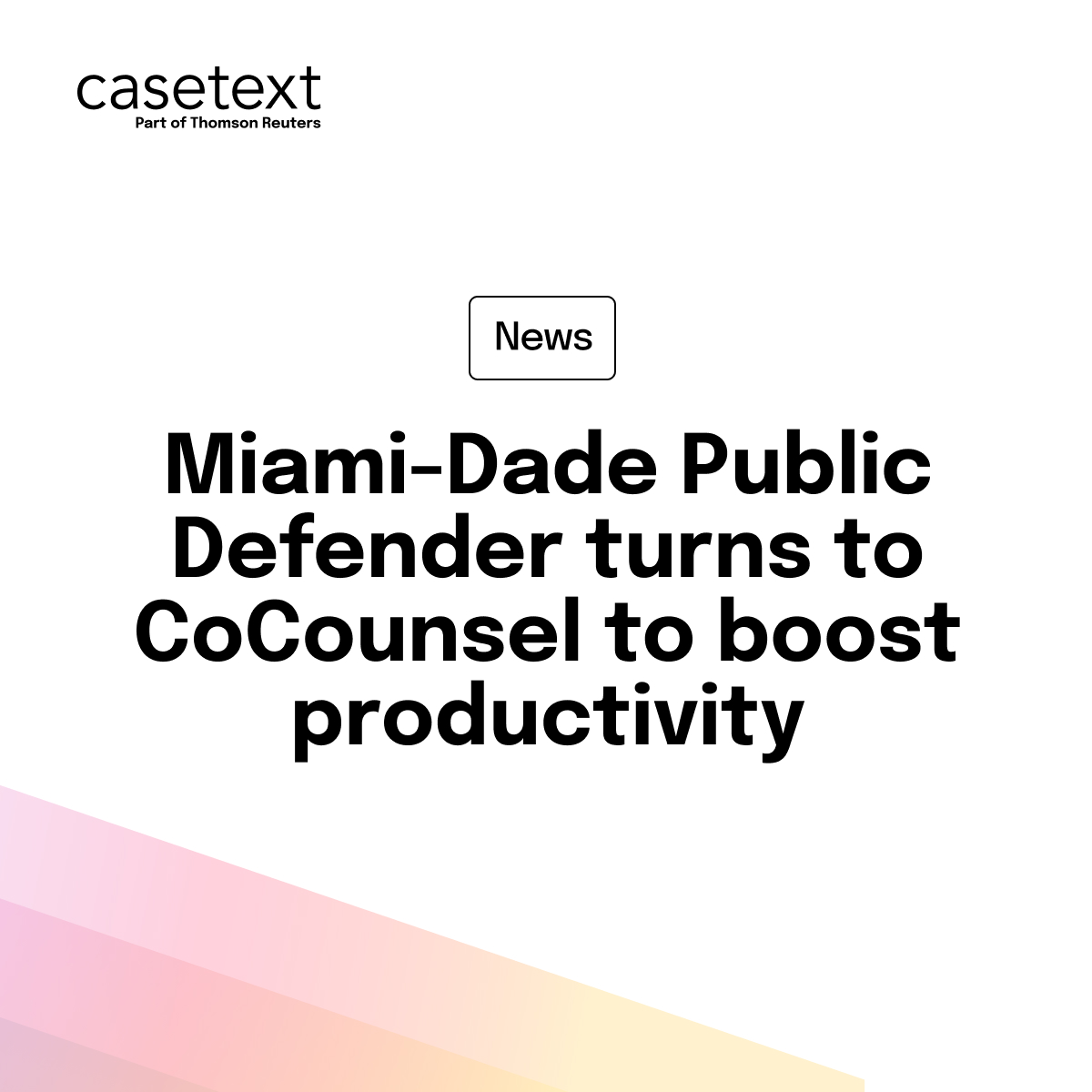 Casetext, Part of Thomson Reuters (@casetext) on Twitter photo The <a href="/MiamiDadeCounty/">Miami-Dade County</a> Public Defender's Office is using CoCounsel, our AI legal assistant, for research, deposition prep, and drafting.
100 attorneys in the Miami-Dade office—which handles 70k+ cases annually—began beta testing CoCounsel six months ago.
floridabar.org/the-florida-ba… The <a href="/MiamiDadeCounty/">Miami-Dade County</a> Public Defender's Office is using CoCounsel, our AI legal assistant, for research, deposition prep, and drafting.
100 attorneys in the Miami-Dade office—which handles 70k+ cases annually—began beta testing CoCounsel six months ago.
floridabar.org/the-florida-ba…