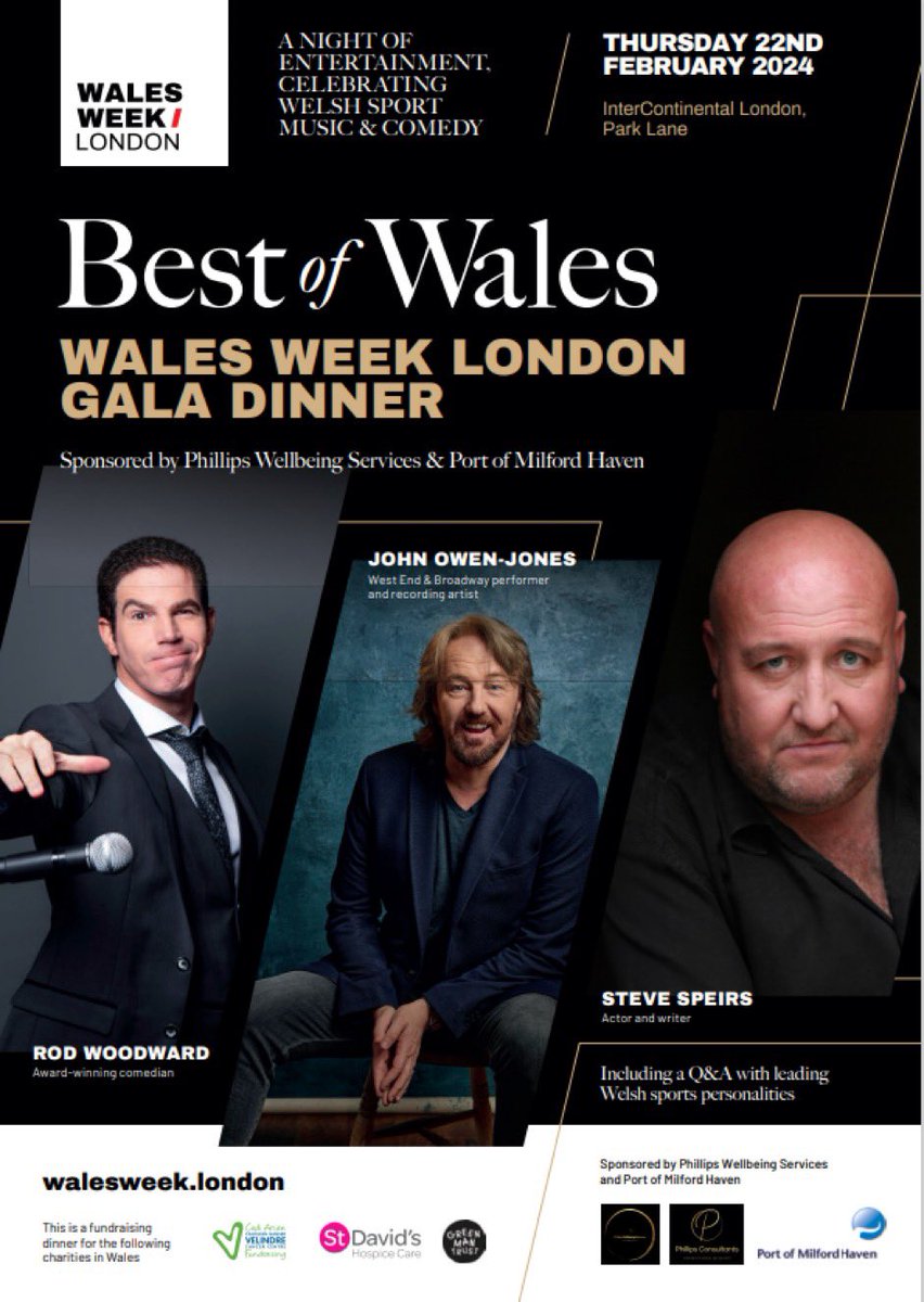 Wales Week London Gala Dinner at the InterContinental London, Park Lane, 22nd February 2024. A fantastic lineup, celebrating the best of Welsh Sport, Music & Comedy. Sponsored by @mh_port. Enquiries / bookings walesweek.london/whats-on/wales… #walesweeklondon