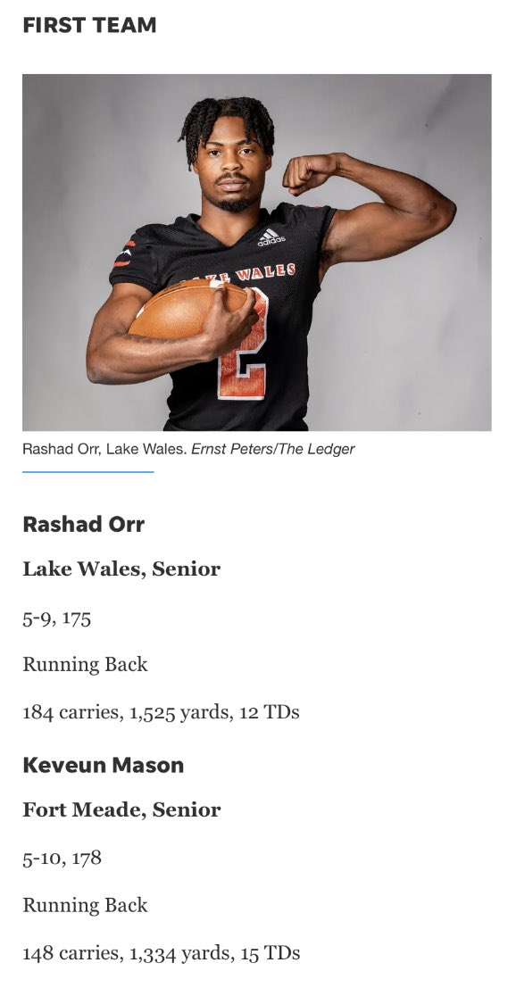 RashadOrr4's tweet photo. 1st #Team All- County 🔥‼️ 1st off I would like to 🙌Thank God🙌 for giving me this opportunity to play the game that I love 🏈 ‼️ Without him, NONE OF THIS WOULD BE POSSIBLE 🏈‼️@coacharichman  @CoachG_ESG  @coacharichman  @polk_way @DylanOliver23 @larryblustein @RealNews102 https://t.co/cTsheiB4py