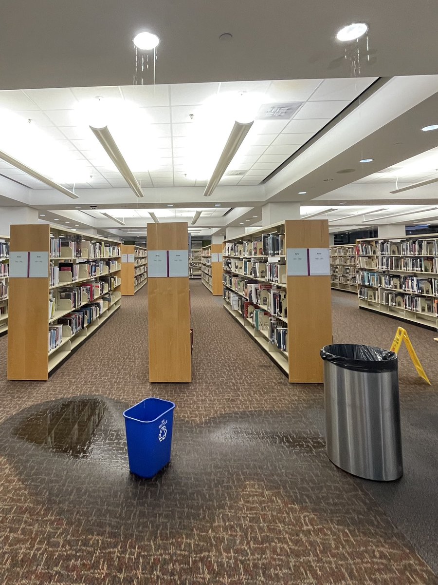 londonlibrary's tweet image. Heading to Central Library today? Please use elevators - stairs are closed as we work on repairing lighting. As well, parts of 3rd floor are inaccessible due to roof leaks after the rain.