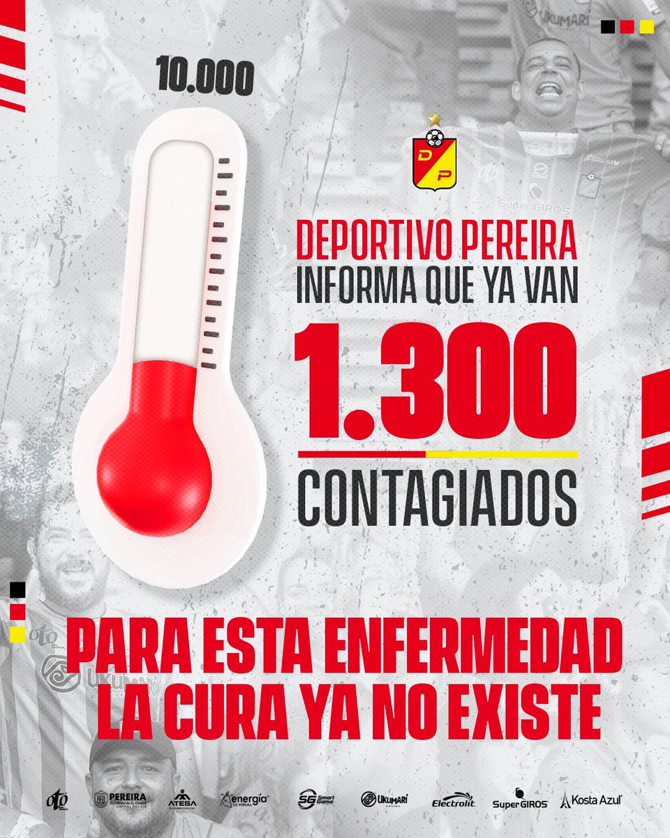 ¡IMPORTANTE!⚠️ En Risaralda se desató una enfermedad incurable que se está propagando rápidamente. 
Para esta enfermedad, la cura ya no existe🥁

Llegó #LaFiebreAuriroja 🌡️♥️💛