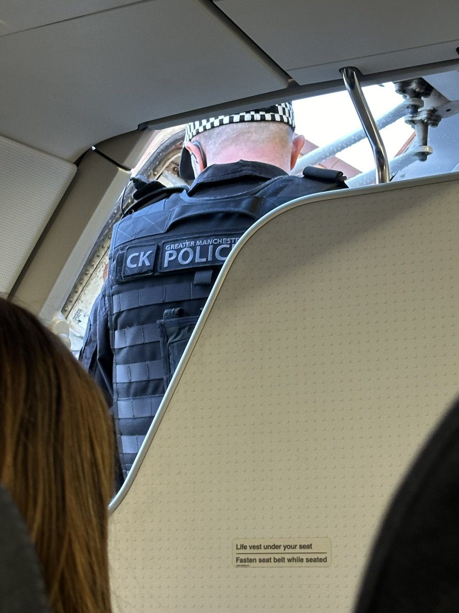 Goodskills's tweet photo. You would not believe the carry-on onboard Easy jet flight Manchester to Tenerife. Police onboard and ejecting a woman and her 2 kids. Nearly a massive fight onboard. 
Now crew over hours and all change. 
Still looking for her bags. https://t.co/SSxvoyO5m9