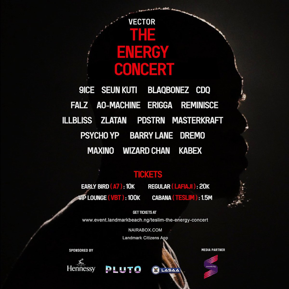 Do your best to come early to the concert; Minus technical set up, I don’t 
Intend to keep anyone waiting for too long.

⚡️🐍⚡️

#TheEnergyConcert 

@nairabox link; events.nairabox.com/event/6581e61b…