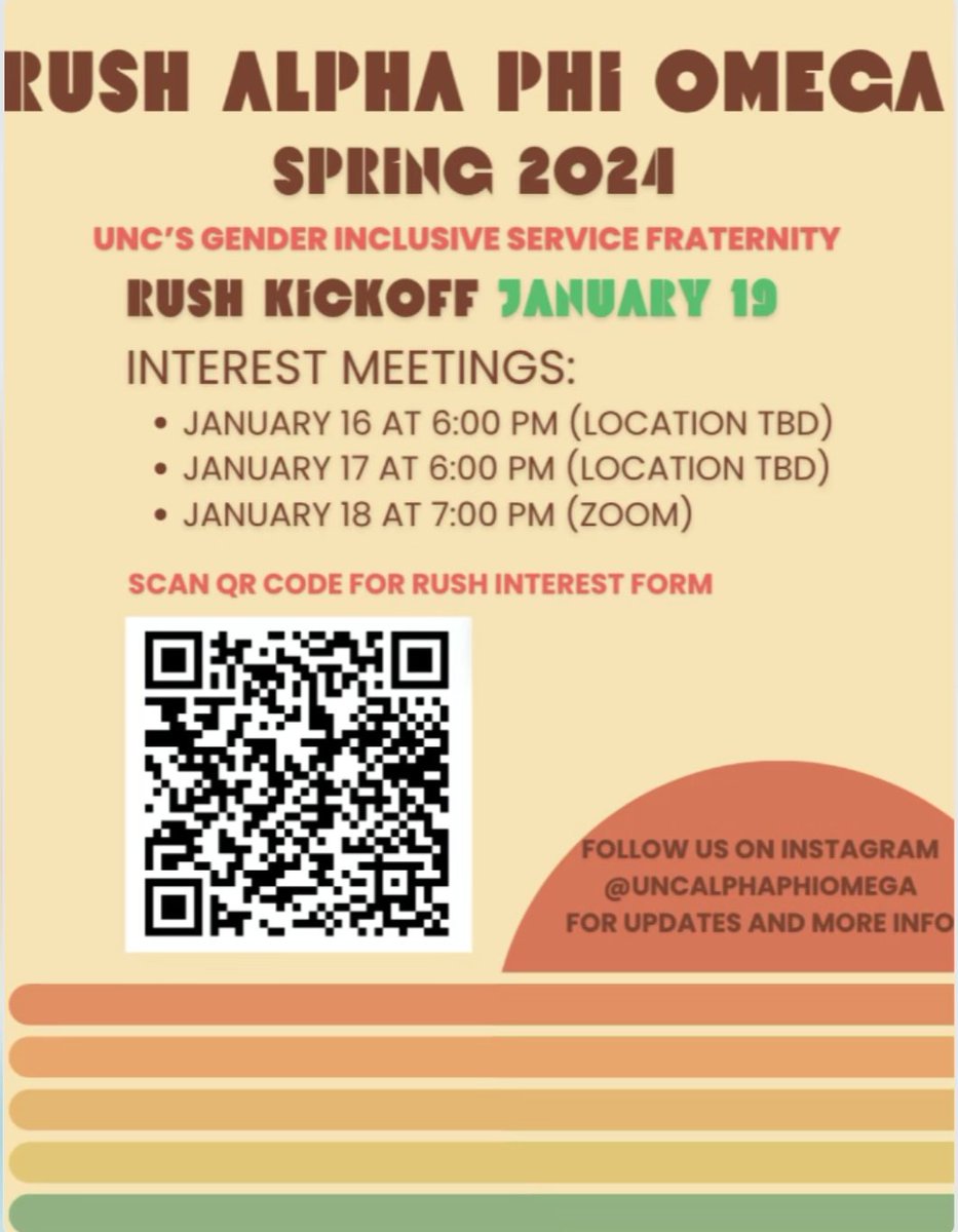 #Rush #UNC’s Alpha Phi Omega Rho Chapter Spring 2024! Direct rush related questions to membership: membership.rho@gmail.com