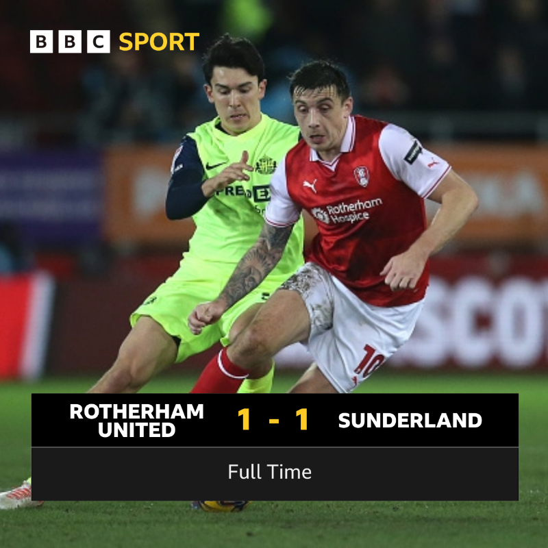bbcnewcastle's tweet photo. 🔴⚪️Full Time⚪️🔴
The points are shared at The New York Stadium.
📱https://t.co/2caCu3iO0P
#SAFC | #rufc | #ROTSUN | #bbcfootball