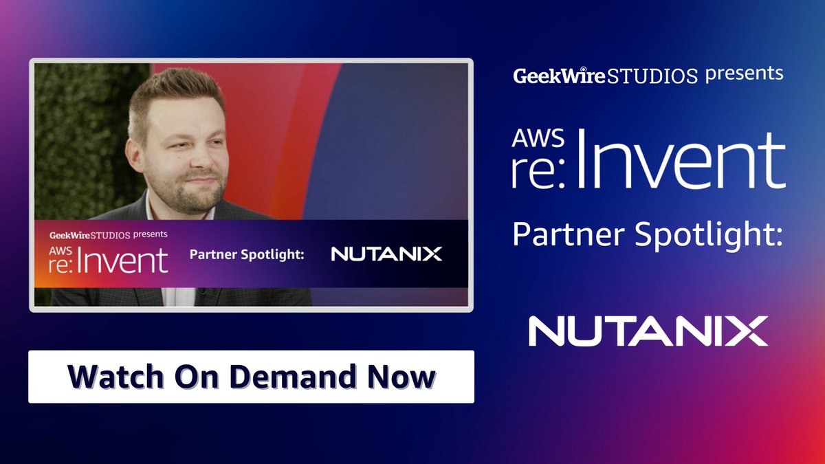 #Sponsored #GWStudios Don't miss our Parter Spotlight with Michal Lesiczka, VP of Cloud & Databases Partner Ecosystem at @nutanix, at AWS re:Invent. Watch the interview now at youtu.be/62h6FBA92CA?si… Learn more about our Partner Spotlight sponsors at geekwire.com/2023-aws-guide…