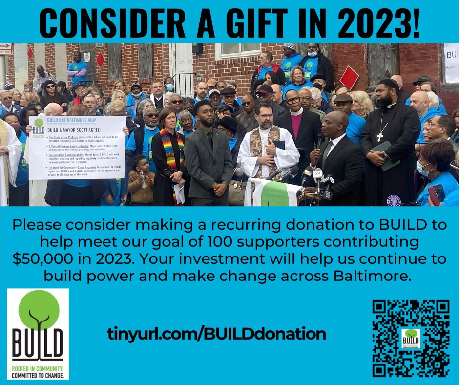 BUILDBaltimore's tweet photo. We're incredibly close to reaching our goals! Please consider a gift to BUILD as we end the year. Help us start 2024 in a strong way! https://t.co/OOpXvRqTMs https://t.co/5BtH6KVnIK