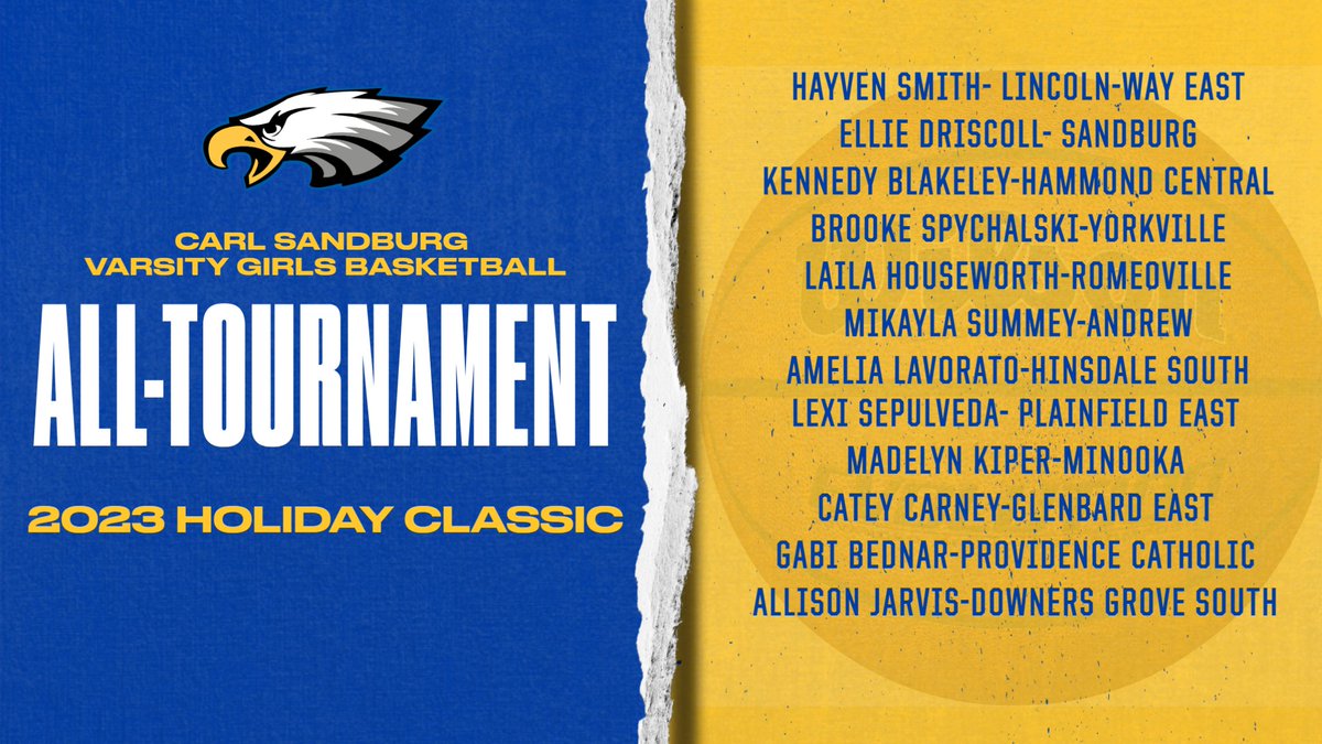 Congratulations to Lincoln-Way East- 2023 Sandburg Holiday Classic Champions! 
2nd Place- Sandburg
3rd Place- Romeoville
Tournament MVP- Hayven Smith- Lincoln-Way East
Great job to all the teams that participated &amp; best of luck in the new year! 
docs.google.com/spreadsheets/d…