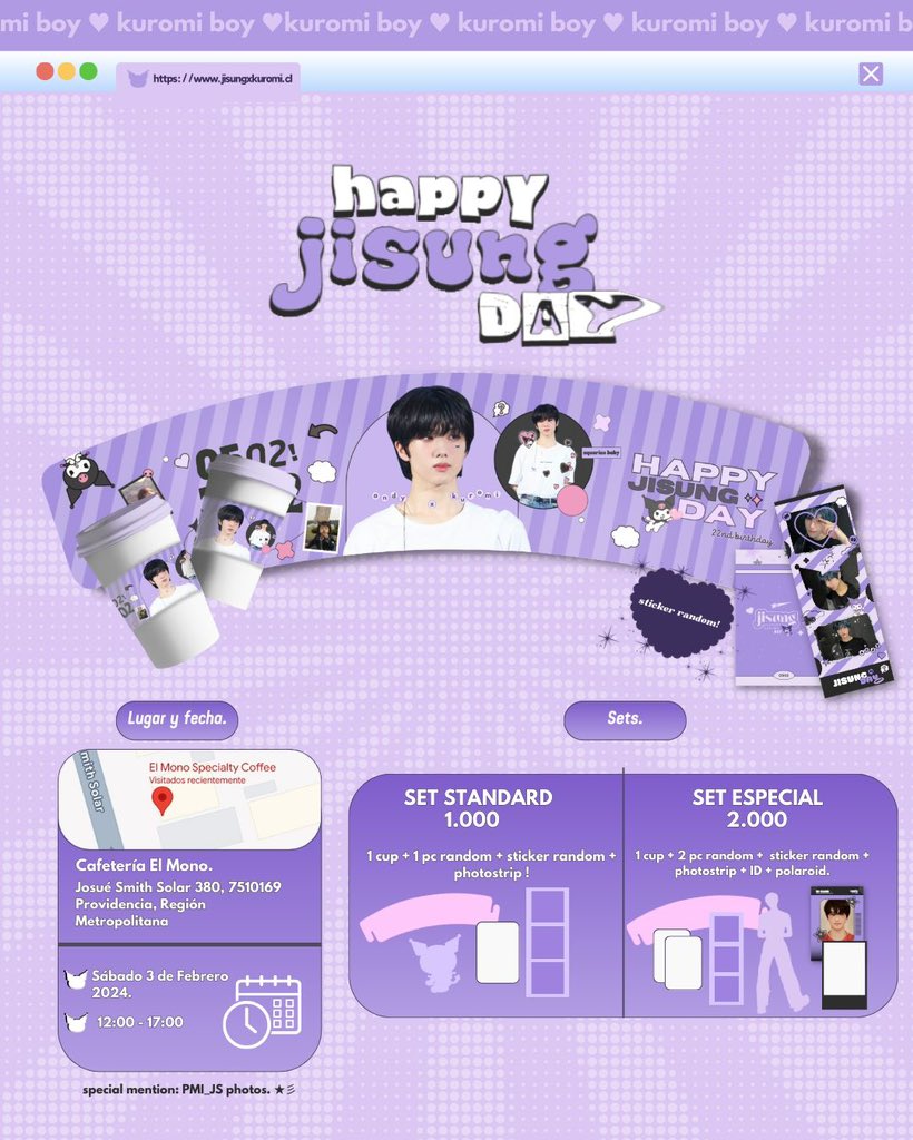 JISUNG7CL's tweet photo. kuromi despegó desde el mundo de sanrio para llegar hasta el planeta tierra y reencontrarse con su viejo amigo: jisung! este febrero podrás encontrarlos a ambos en la celebración del cumpleaños de nuestro pequeño ji. 🐹⭐️

tendremos muchas sorpresas  para que se diviertan! 💜🖤 https://t.co/8L177hg6lR