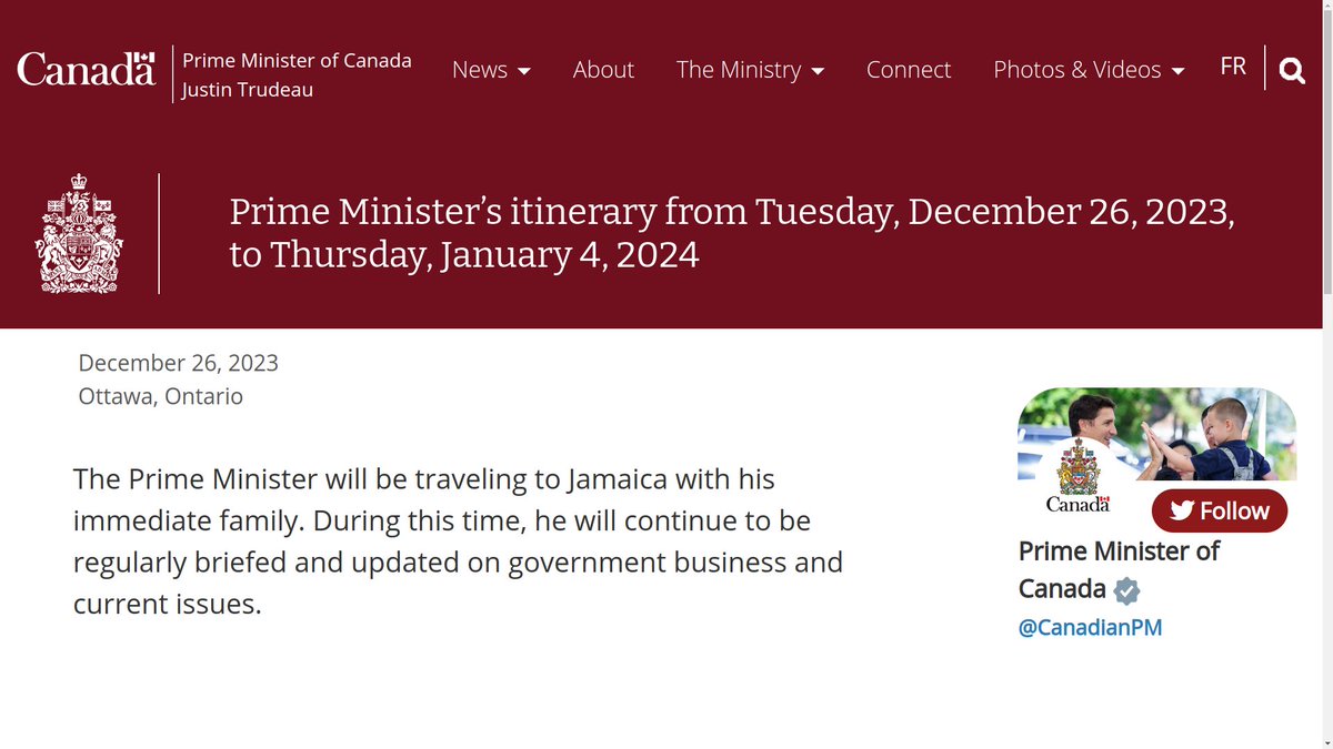 steffanwatkins's tweet photo. 🇨🇦 The Right Honourable Justin Trudeau flew to #Jamaica 🇯🇲 with family aboard #RCAF CC-144D 144620 #C2C1FB call sign #CFC01 on December 26.

Unfortunately, there aren't any #ADSBexchange receivers in Jamaica to pick up the aircraft's transponder.

https://t.co/5OuRIislsm https://t.co/PCwSDY9iOL