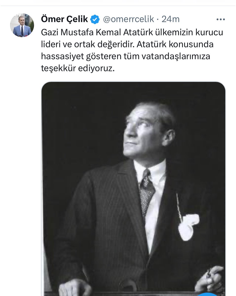 Birisi Ömer Çelik’e hatırlatsın.

M.Kemal ülkenin değil, rakip olduğu partinin kurucusudur. Ülkenin sadece rejim değiştiricisidir.

Bu heriften iyice sıkılan bir tek ben miyim?