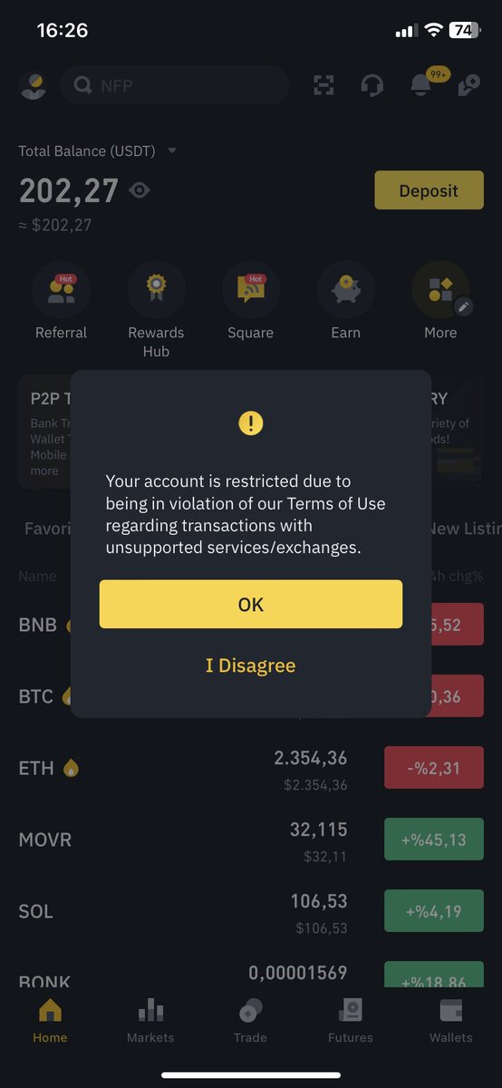 ❗️Borsalarda para tutarken dikkatli olun, illegal hiçbir şey yapmamış da olsanız hesabınızı aniden kapatabilirler.

Bugün <a href="/BinanceTR/">Binance TR</a> ile yaşadığım rezalet bir olayı anlatacağım. Önce global hesabım neden olduğunu anlamadığım bir şekilde böyle bir hata vermeye başladı. +