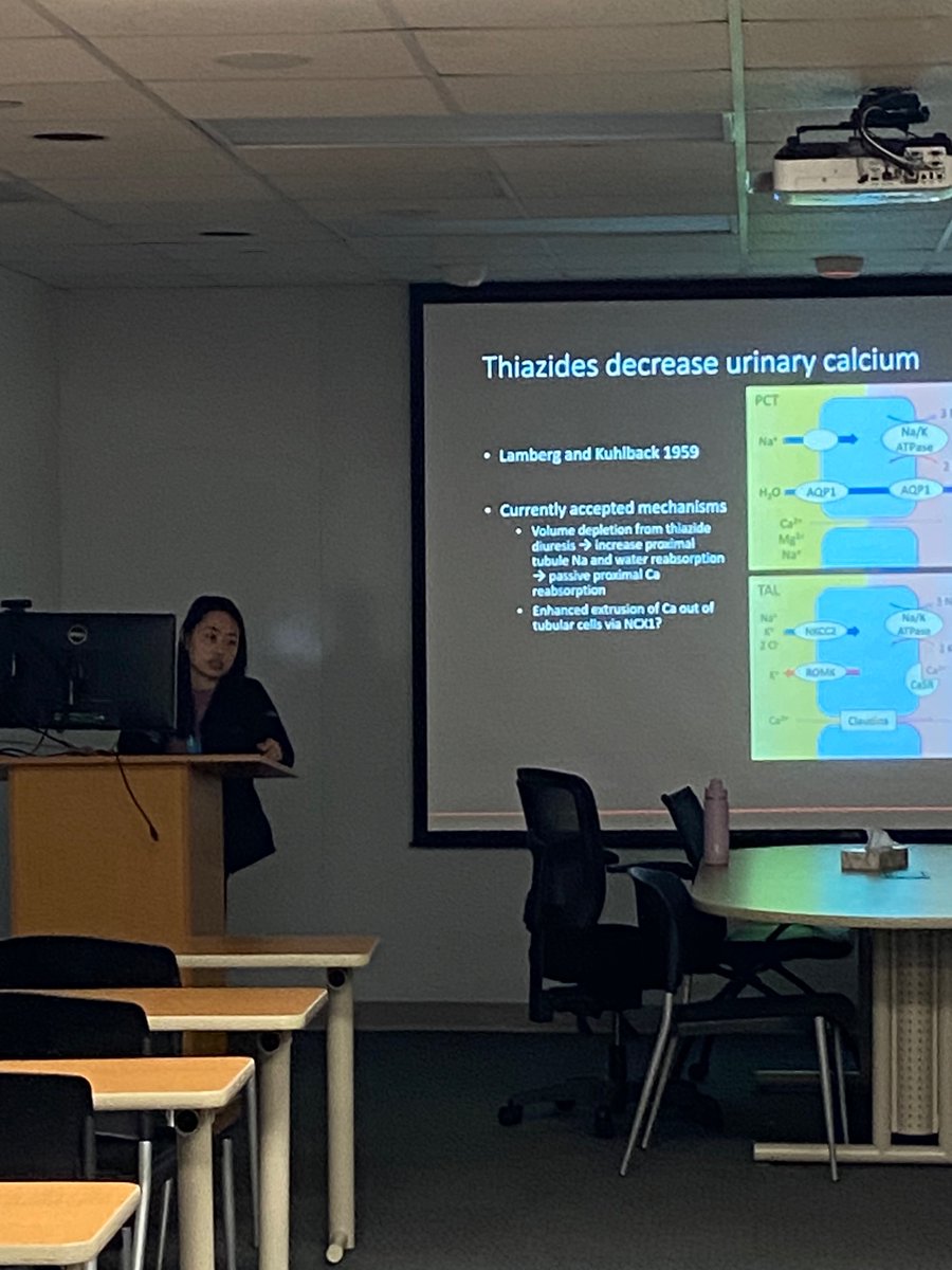 PNVB1979's tweet photo. Outstanding presentation by our first year fellow June Song on the NOSTONE trial evaluating HCTZ in prevention of calcium stones.  Thanks to Dr Eleanor Lederer and Dr Orson Moe for their insightful commentary! https://t.co/Yn3OFfDeAk