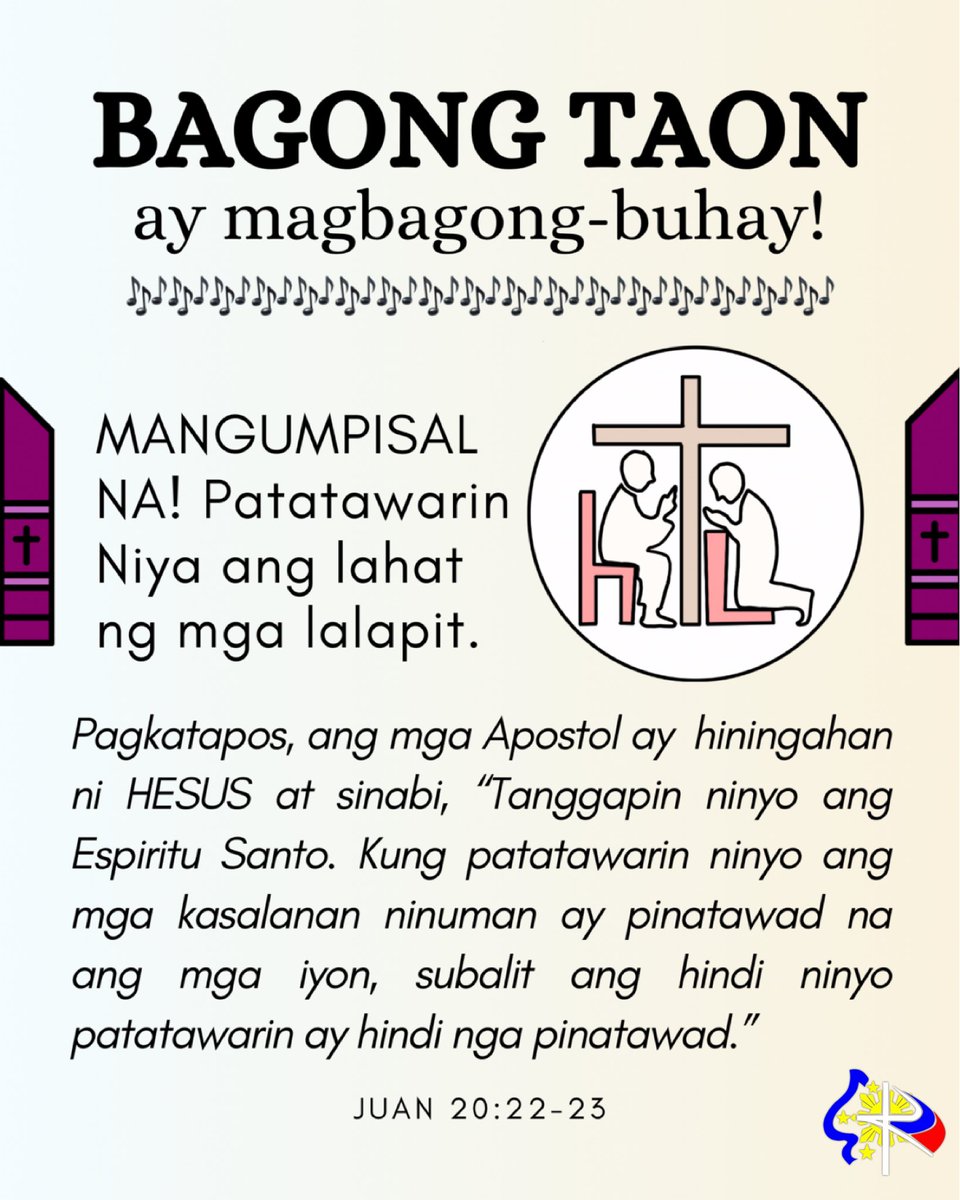 katolikongpinoy's tweet photo. BAGONG TAON AY MAGBAGONG-BUHAY! 🎶🎶

Mangumpisal na! Patatawarin Niya ang lahat ng mga lalapit. 🙏 #NewYear2024 #HappyNewYear https://t.co/UDDmKAl4IL