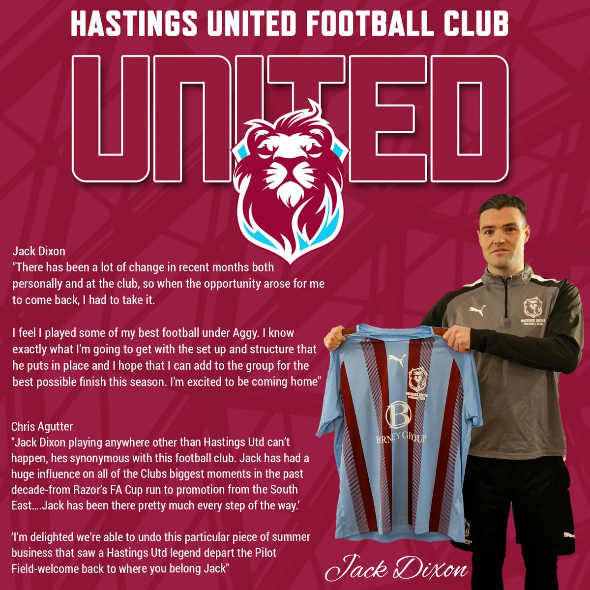 𝙉𝙀𝙒 𝙎𝙄𝙂𝙉𝙄𝙉𝙂 ✍️

Jack Dixon 

Hastings United are thrilled to announce the signing of @Jack_d8

Jack started his career.......

.....come on who are we kidding, this guy needs no introduction!

#COYU
#NewSigning
#HUFC