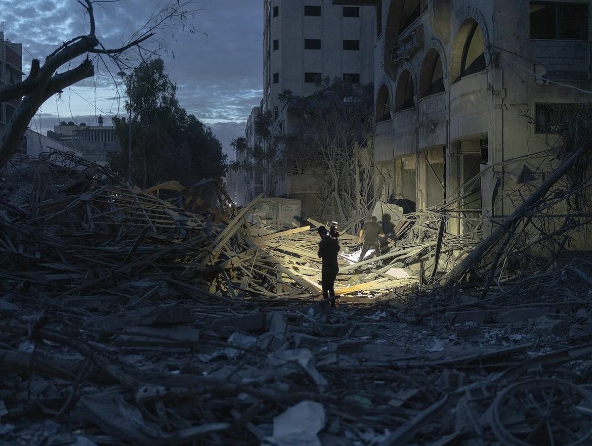 October 7 One of most famous streets in Gaza (Al Shuhada) became as a ghost street after the Israeli warplanes destroyed a residential building in the middle of the city. It’s been 84 days Ceasefire now