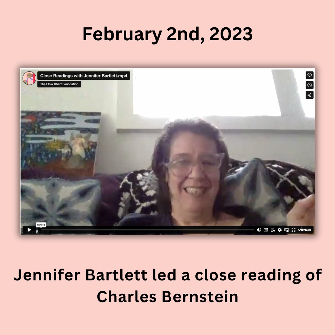 On Thursday, February 2nd, Jennifer Bartlett led a thinking-through/reading-through of Charles Bernstein’s “Report from Liberty Street.”⁠ Missed it?⁠ ⁠ DON'T PANIC — you can find the video here: flowchartfoundation.org/close-readings