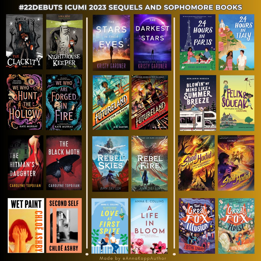 AnnaKoppAuthor's tweet photo. Only a few days left of 2023, so here are some #22Debuts ICYMI sequels and sophomore books that released earlier this year! Books and authors in thread, and stay tuned for the December and onto 2024 graphic! https://t.co/ltzMREE4Gp