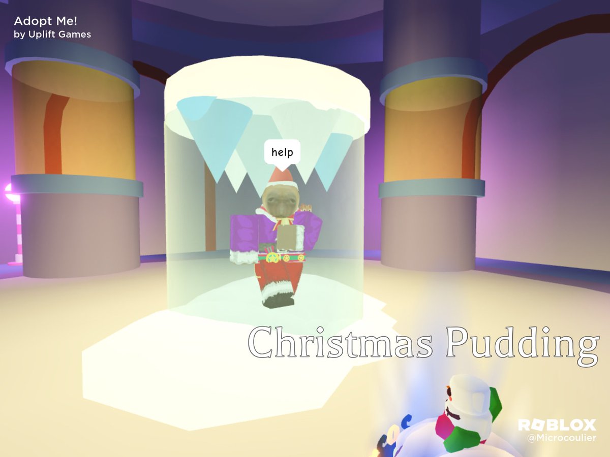 MicroCantBuild's tweet photo. I visited @capybaraman86 ‘s Frostclaw castle recreation. It was amazing and I felt like I was really there. I even drowned in the Eggnog!

#adoptme https://t.co/mJzosPeTXO