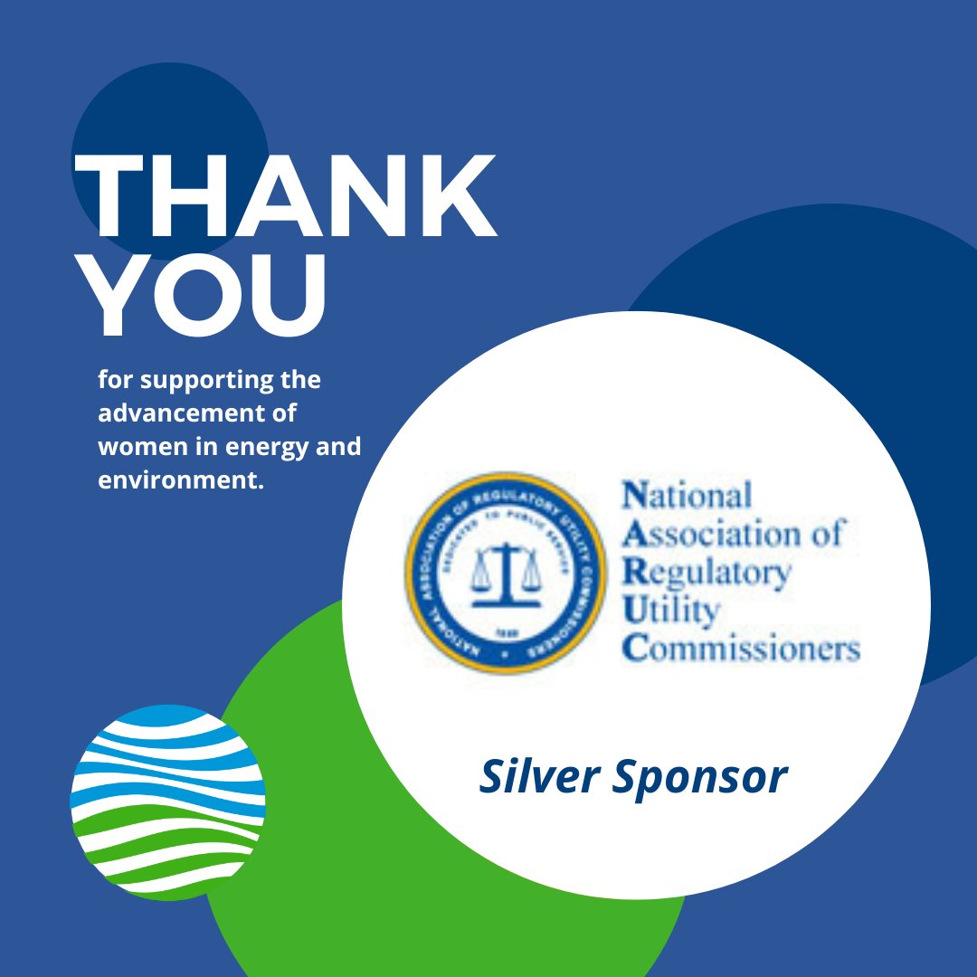 Thank you to Silver Sponsor,  <a href="/NARUC/">NARUC</a> , a non-profit organization committed to representing state public  service commissions overseeing vital utilities.   Your support helps us empower women.  #gratitude