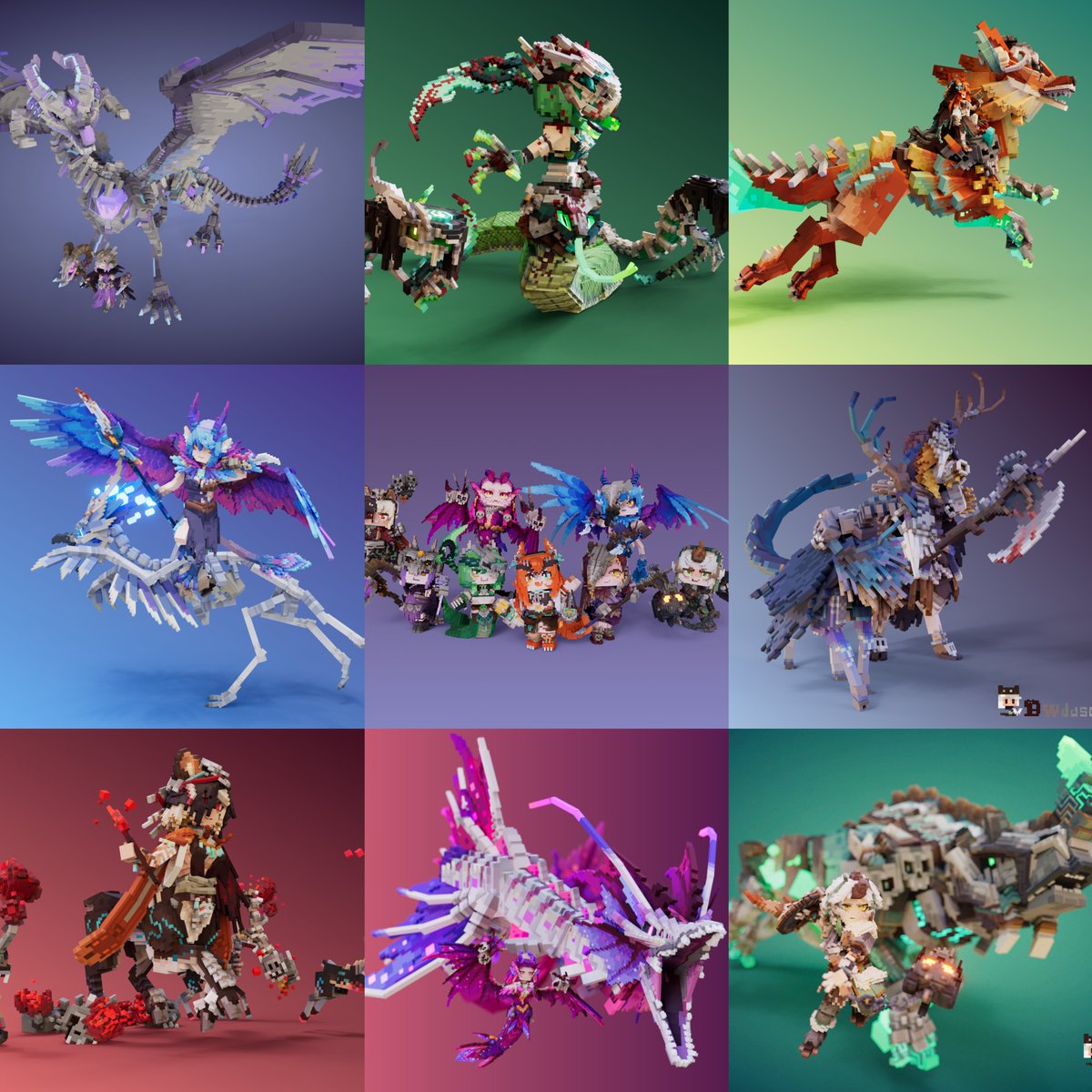 我的骸骨姐妹们💀#voxelart #artsummary2023