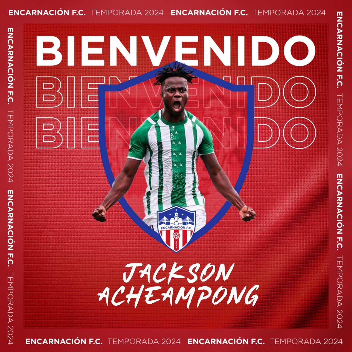 Jackson  Acheampong es nuevo jugador de Encarnación FC. 🔴⚪️🇬🇭 

¡Bienvenido a la Perla del Sur, Jackson! 🏟️⚽️

#VamosEncarnación • #SueñodePrimera