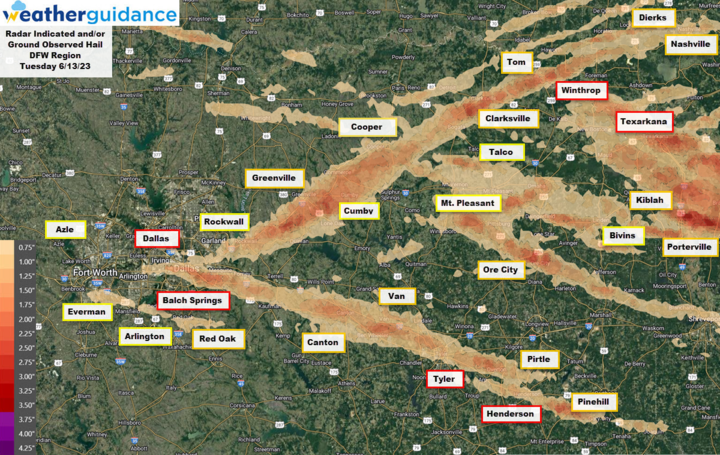 StormIntel's tweet photo. This year's third notable date produced a nearly 350mi long significant hail swath and several additional significant hail storms around the DFW and Texarkana region, causing widespread damage.
#Insurtech #claims #riskmanagement #EventResponse https://t.co/S1PumbzhhF https://t.co/DKIsOy1lL0