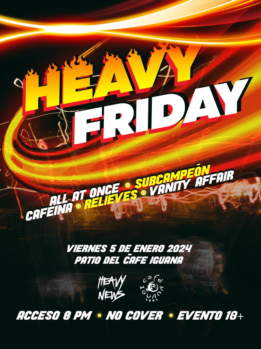 ¡@WeAreAllAtOnce estará presente en el Heavy Friday este próximo 5 de Enero 2024! 🤘🔥

La banda de pop punk busca trascender fronteras y llegar al mercado anglosajón con un sonido fresco y explosivo. 🎸⚡

Les dejamos el video oficial de "Break Me" ➡ youtu.be/dGRGljheuSU