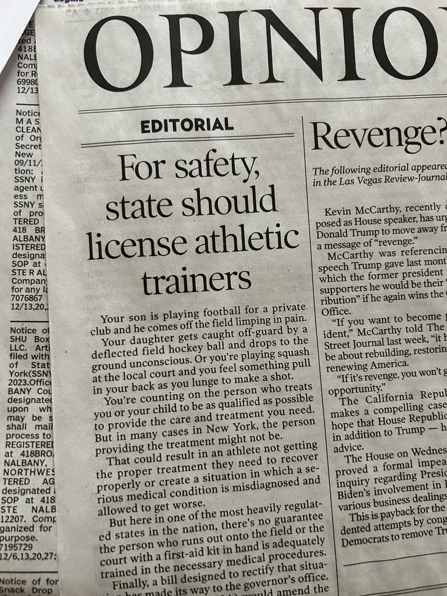 NEW bill I cosponsored this past session aimed at licensing athletic trainers in New York, has been signed into law (A.0219a). 

📜 This step ensures that those treating sports injuries have the proper training, safeguarding the health of athletes across the state. 

Thanks to