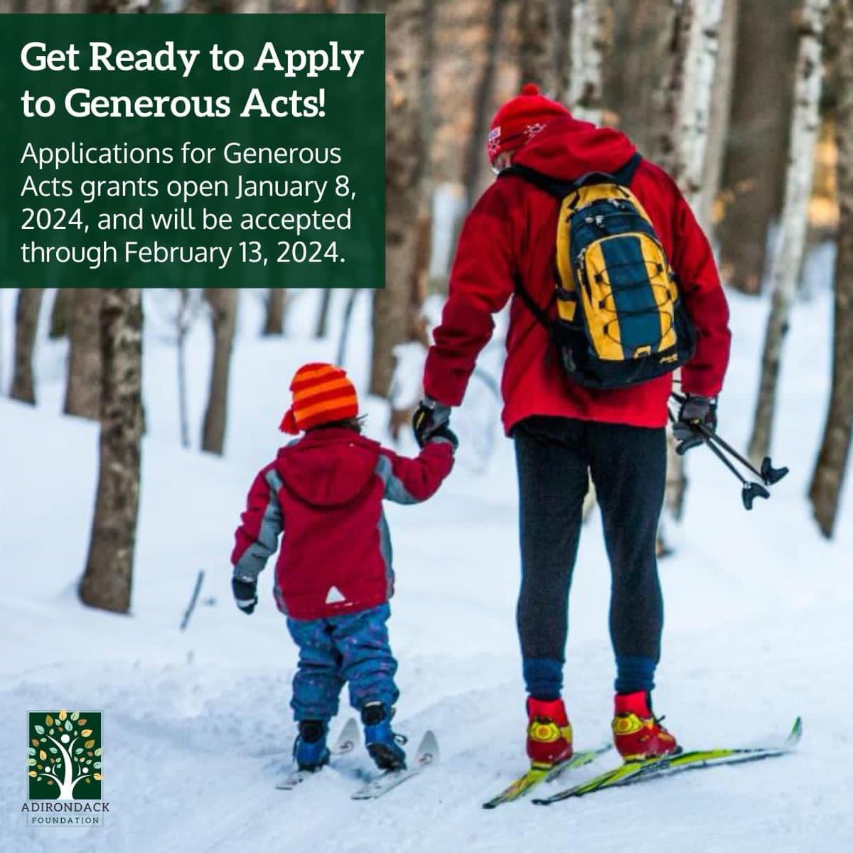 adkfound's tweet photo. Applications for Generous Acts grants open January 8, 2024. Join us for an instructional webinar, January 8, at 2pm for a demonstration of how to use the application portal and to have your questions answered. 

Register for the webinar: https://t.co/pzplZnmuic https://t.co/bkkXq0qGbt