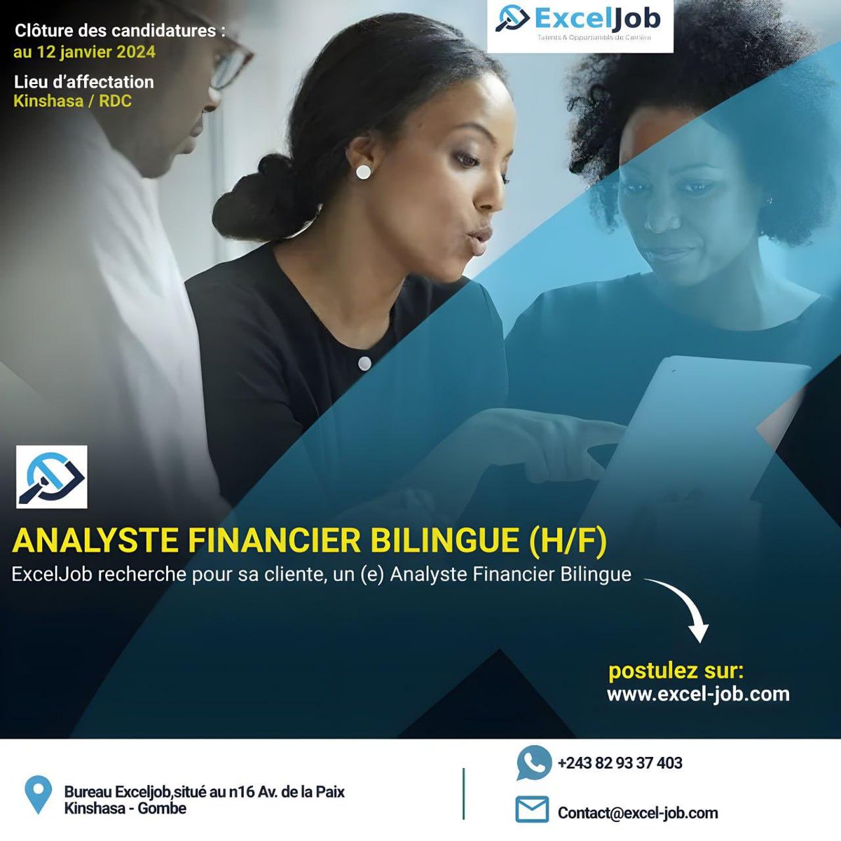 excel_job's tweet photo. 🔍 **Opportunité d’emploi à Kinshasa avec ExcelJob !** 🔍
Notre client, un fonds d'investissement, recherche un/e ANALYSTE FINANCIER BILINGUE (H/F)
Découvrez le détail de l’offre ci-dessous :
https://t.co/nl2tTNQb2q 
#recrutement #emploi #emploirdc #cv #job #recherchetravail https://t.co/dLzlvEXrgT