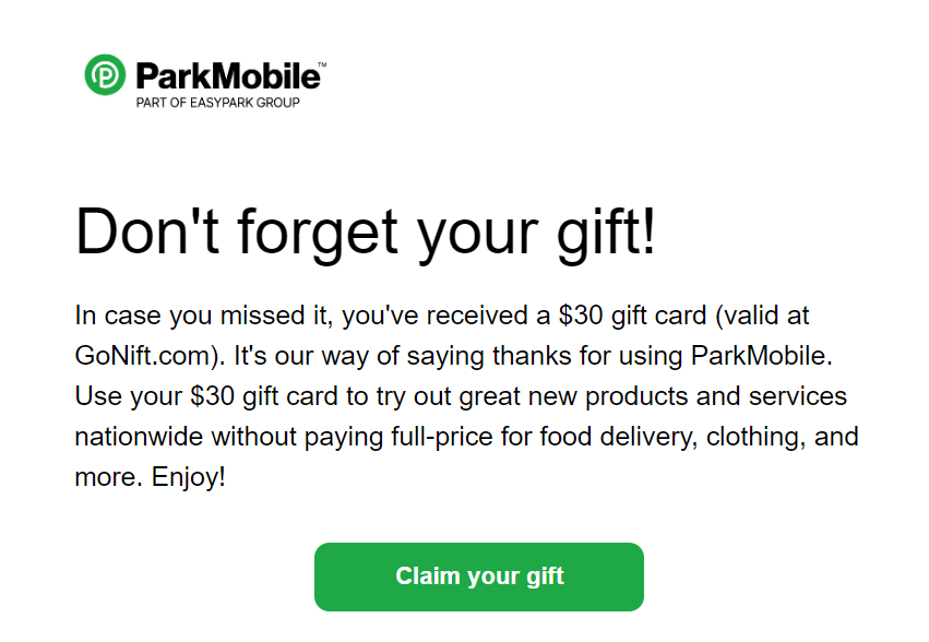 Anyone else use @Parkmobile enough to get these reward gift card emails? I've ignored a few because they look so scammy so I guess I'm asking the company that I've tagged or anyone else in #CLT who may have tried to claim one, is it real?