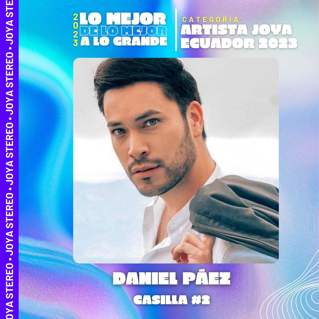 🎶 Con su encanto y melodías inolvidables, @danielpaezmusic se asegura el segundo lugar en la categoría Artista Joya Ecuador 2023. Su posición en "Lo Mejor de lo Mejor A Lo Grande".

#danielpáez #top2 #artistajoyaecuador #joyastereo #joyaalogrande