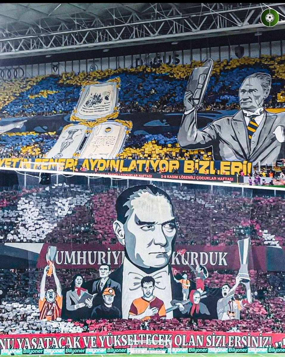 #FBvsGS iki kulübe ve stad #MustafaKemal in askerleriyiz diye bağıran taraftara helal olsun 
Sen ne büyük insansın #atam hala senden korkan itler var 🇹🇷🇹🇷🇹🇷