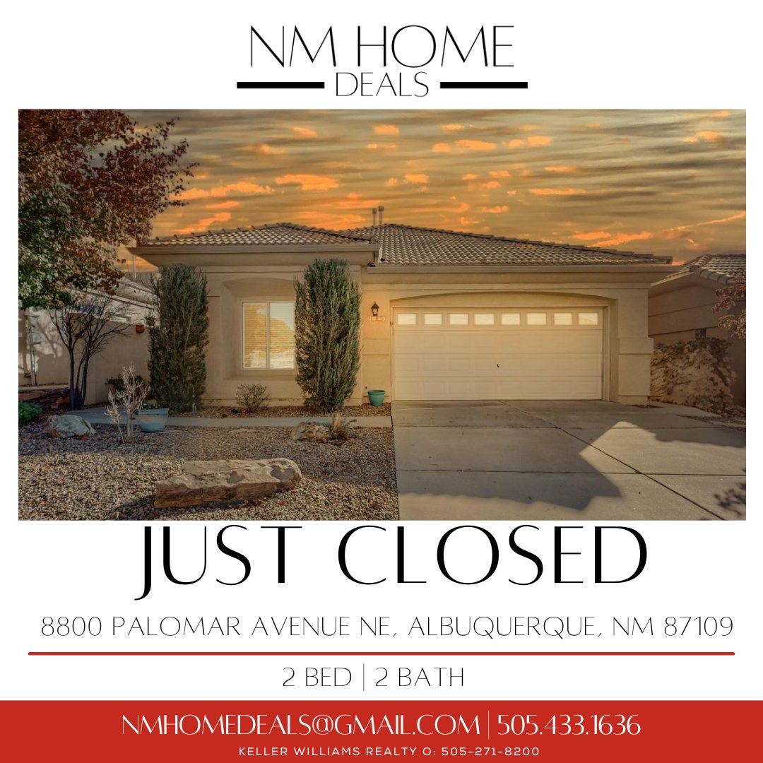 nmhomedeals's tweet photo. ✨JUST CLOSED
📍8800 Palomar Avenue NE, Albuquerque, NM 87109

 This NE heights home located in Heritage Hills Unit II subdivision is now sold. Thank you for trusting our team to guide you through the process and get you to the closing table! 

#nmhomedeals #justclosed https://t.co/tseD1EXRDA
